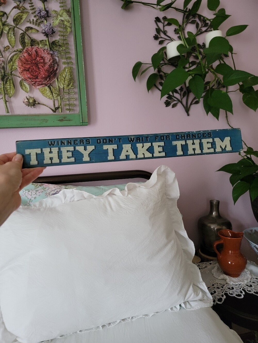 Motivational Metal Blue Winning Wall Sign
